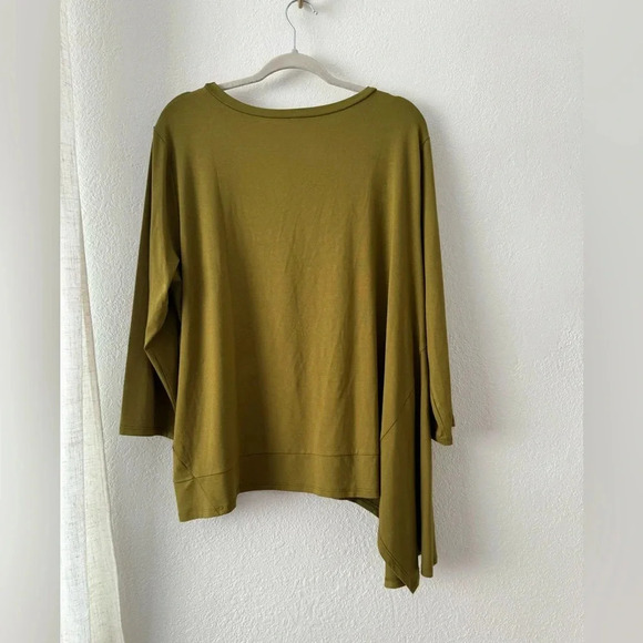 Lisa Bayne Lagenlook asymmetrical 1/3 sleeves stretchy jersey knit top size XXL - Picture 7 of 8